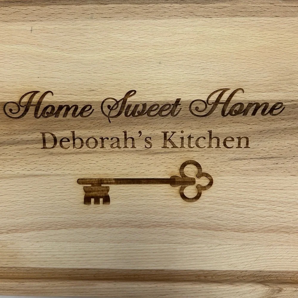 Key To Our Home Personalized Hardwood Cutting Board- 12x17 - name DEBORAH